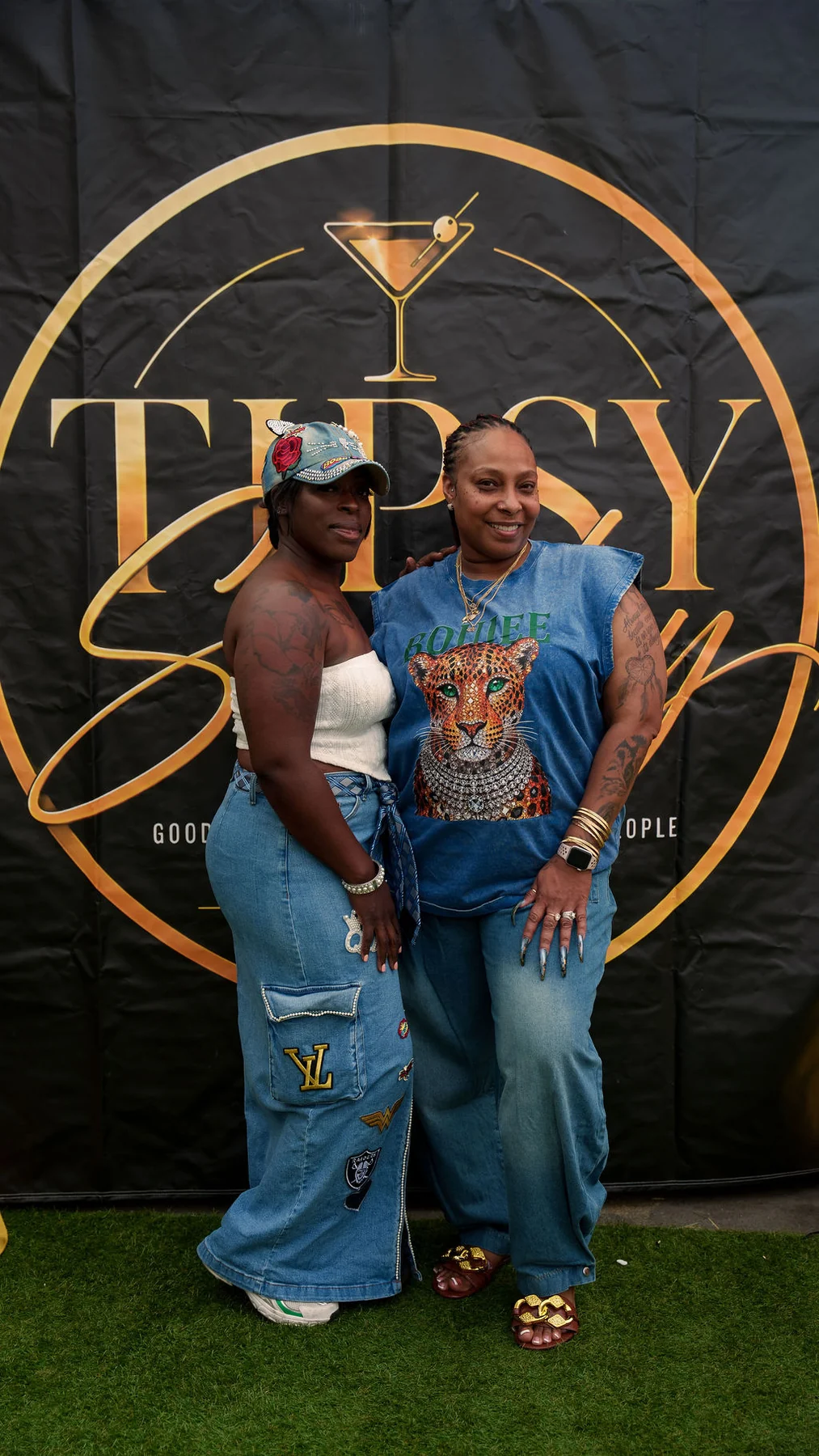Friends at the Tipsy Sunday photo wall